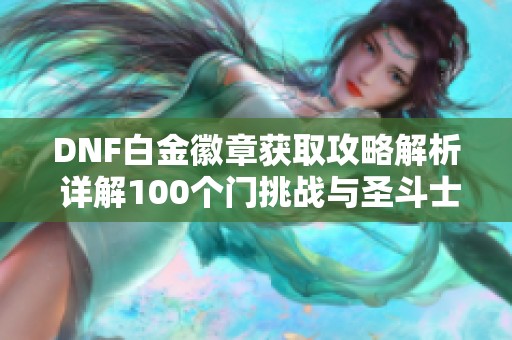 DNF白金徽章获取攻略解析 详解100个门挑战与圣斗士激活教程