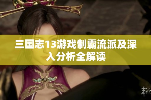 三国志13游戏制霸流派及深入分析全解读