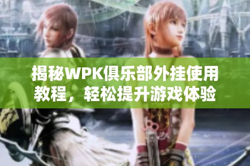 揭秘WPK俱乐部外挂使用教程，轻松提升游戏体验