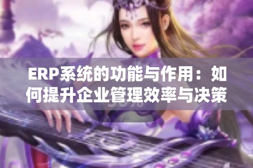 ERP系统的功能与作用：如何提升企业管理效率与决策能力