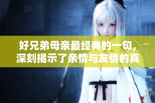 好兄弟母亲最经典的一句，深刻揭示了亲情与友情的真谛