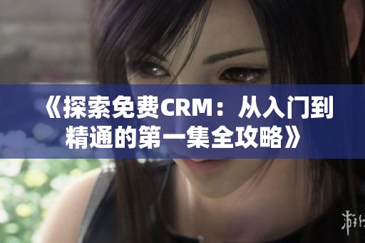 《探索免费CRM：从入门到精通的第一集全攻略》