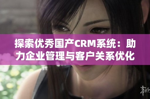 探索优秀国产CRM系统：助力企业管理与客户关系优化