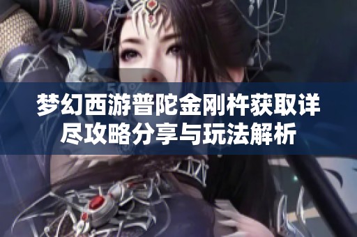 梦幻西游普陀金刚杵获取详尽攻略分享与玩法解析