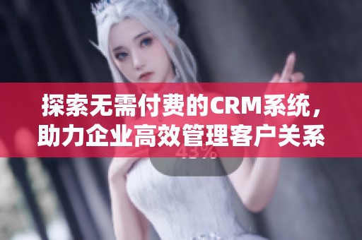 探索无需付费的CRM系统，助力企业高效管理客户关系