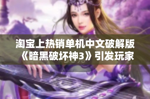 淘宝上热销单机中文破解版《暗黑破坏神3》引发玩家关注和讨论