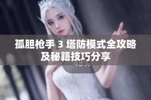 孤胆枪手 3 塔防模式全攻略及秘籍技巧分享