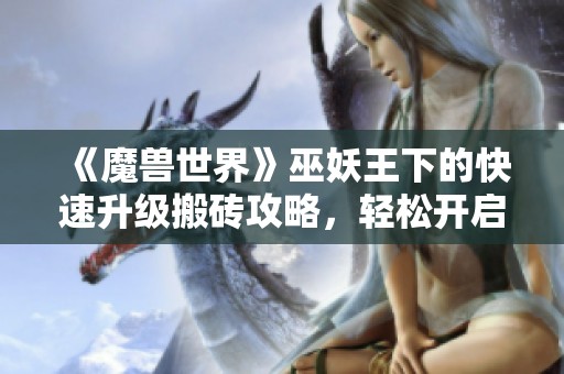 《魔兽世界》巫妖王下的快速升级搬砖攻略，轻松开启你的冒险之旅！