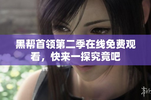 黑帮首领第二季在线免费观看，快来一探究竟吧
