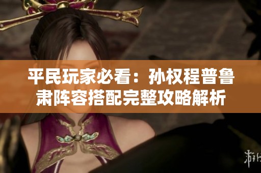 平民玩家必看：孙权程普鲁肃阵容搭配完整攻略解析