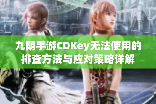 九阴手游CDKey无法使用的排查方法与应对策略详解
